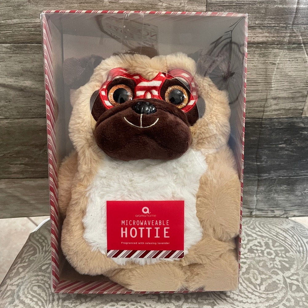 Aroma Home Microwaveable Hottie Pug Plush Lavender Scented Heating Pad New